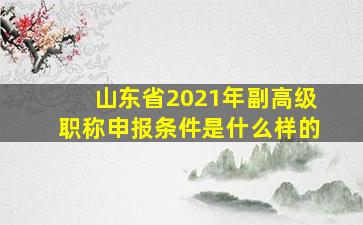 山东省2021年副高级职称申报条件是什么样的