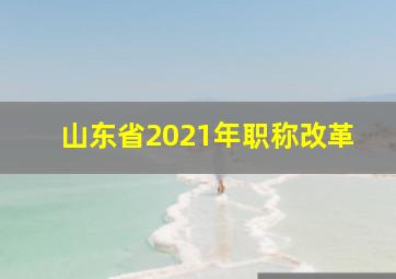 山东省2021年职称改革