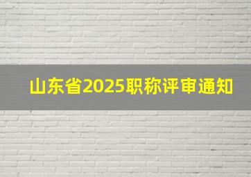 山东省2025职称评审通知