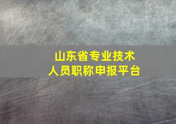 山东省专业技术人员职称申报平台