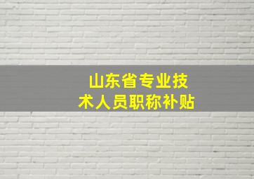 山东省专业技术人员职称补贴