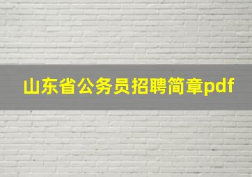 山东省公务员招聘简章pdf