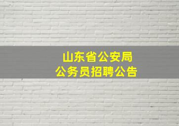 山东省公安局公务员招聘公告