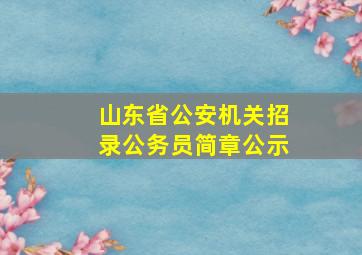 山东省公安机关招录公务员简章公示