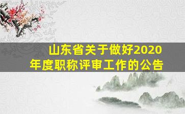 山东省关于做好2020年度职称评审工作的公告