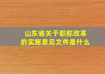 山东省关于职称改革的实施意见文件是什么