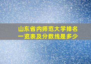 山东省内师范大学排名一览表及分数线是多少