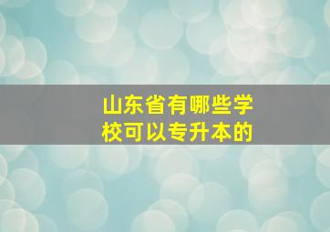 山东省有哪些学校可以专升本的