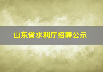 山东省水利厅招聘公示