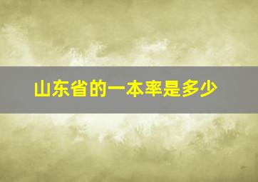 山东省的一本率是多少