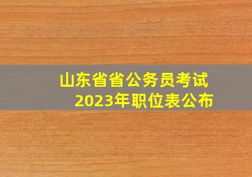 山东省省公务员考试2023年职位表公布