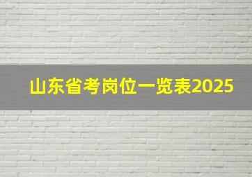 山东省考岗位一览表2025