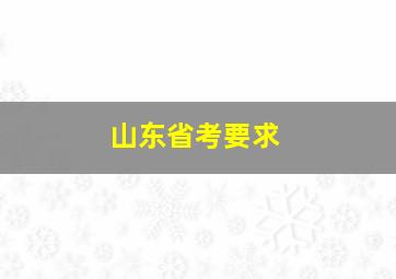 山东省考要求