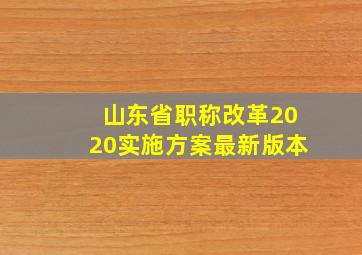 山东省职称改革2020实施方案最新版本