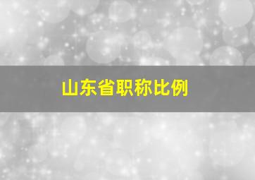 山东省职称比例