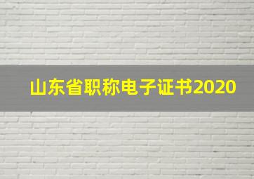 山东省职称电子证书2020