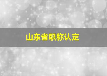 山东省职称认定