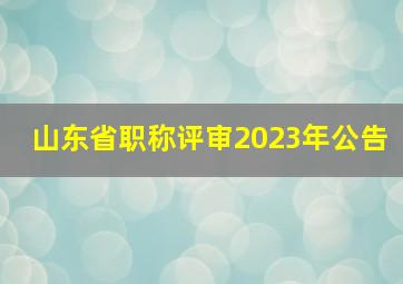 山东省职称评审2023年公告