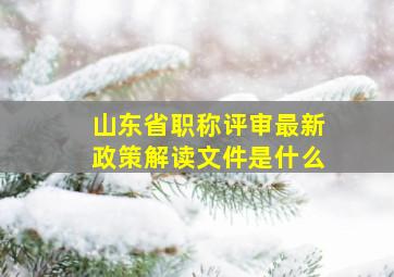 山东省职称评审最新政策解读文件是什么