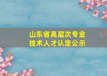 山东省高层次专业技术人才认定公示