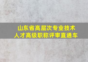 山东省高层次专业技术人才高级职称评审直通车