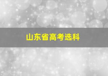 山东省高考选科