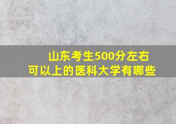 山东考生500分左右可以上的医科大学有哪些