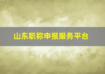 山东职称申报服务平台