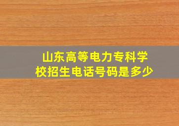 山东高等电力专科学校招生电话号码是多少