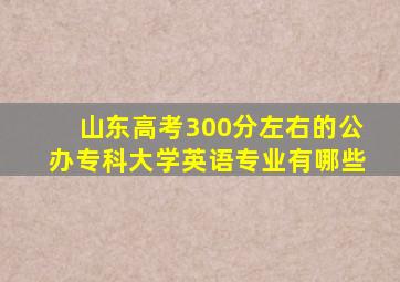 山东高考300分左右的公办专科大学英语专业有哪些