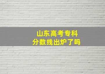 山东高考专科分数线出炉了吗