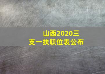 山西2020三支一扶职位表公布