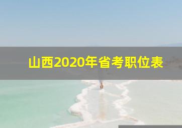 山西2020年省考职位表