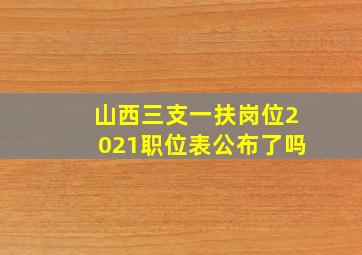 山西三支一扶岗位2021职位表公布了吗