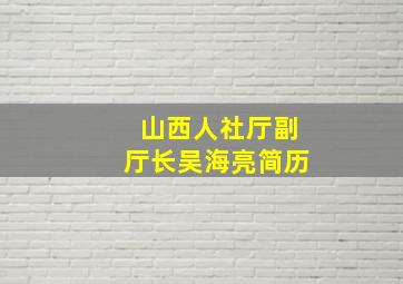 山西人社厅副厅长吴海亮简历