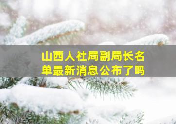 山西人社局副局长名单最新消息公布了吗