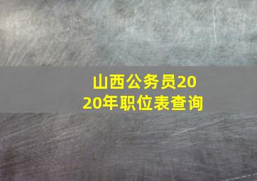 山西公务员2020年职位表查询