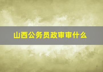 山西公务员政审审什么