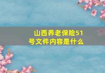 山西养老保险51号文件内容是什么