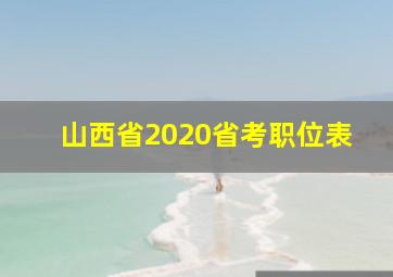 山西省2020省考职位表