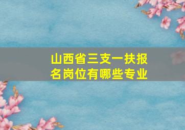 山西省三支一扶报名岗位有哪些专业