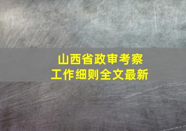 山西省政审考察工作细则全文最新