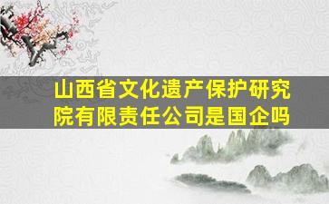 山西省文化遗产保护研究院有限责任公司是国企吗