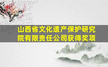 山西省文化遗产保护研究院有限责任公司获得奖项