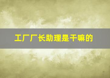 工厂厂长助理是干嘛的