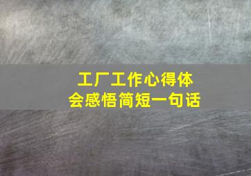 工厂工作心得体会感悟简短一句话