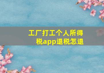 工厂打工个人所得税app退税怎退