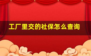 工厂里交的社保怎么查询