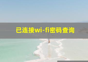 已连接wi-fi密码查询