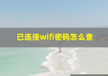 已连接wifi密码怎么查